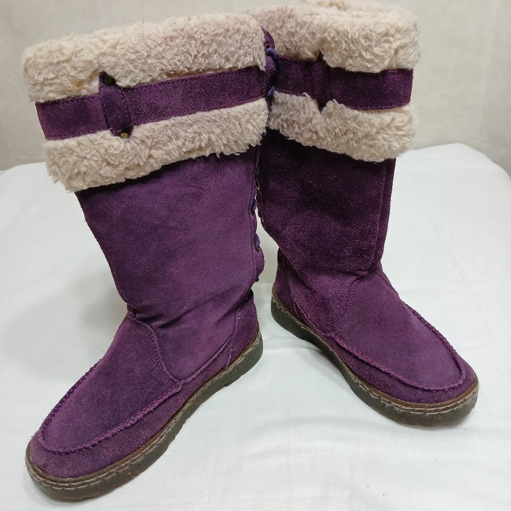 Bearpaw Purple Suede Wool Lined Cold Weather Boots Women's Size 6